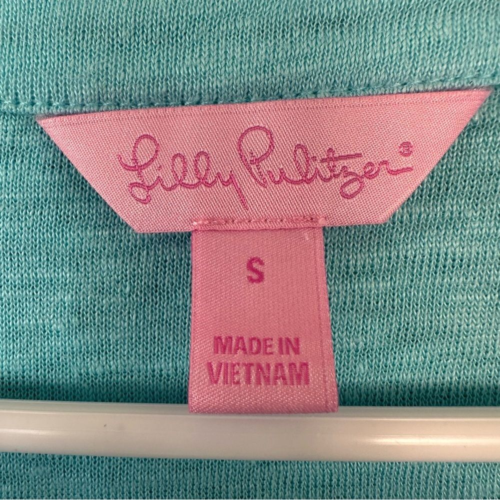 Lilly Pulitzer 100% Linen Mindy Tunic Top Turquoise Women’s Small Beach - Picture 5 of 9